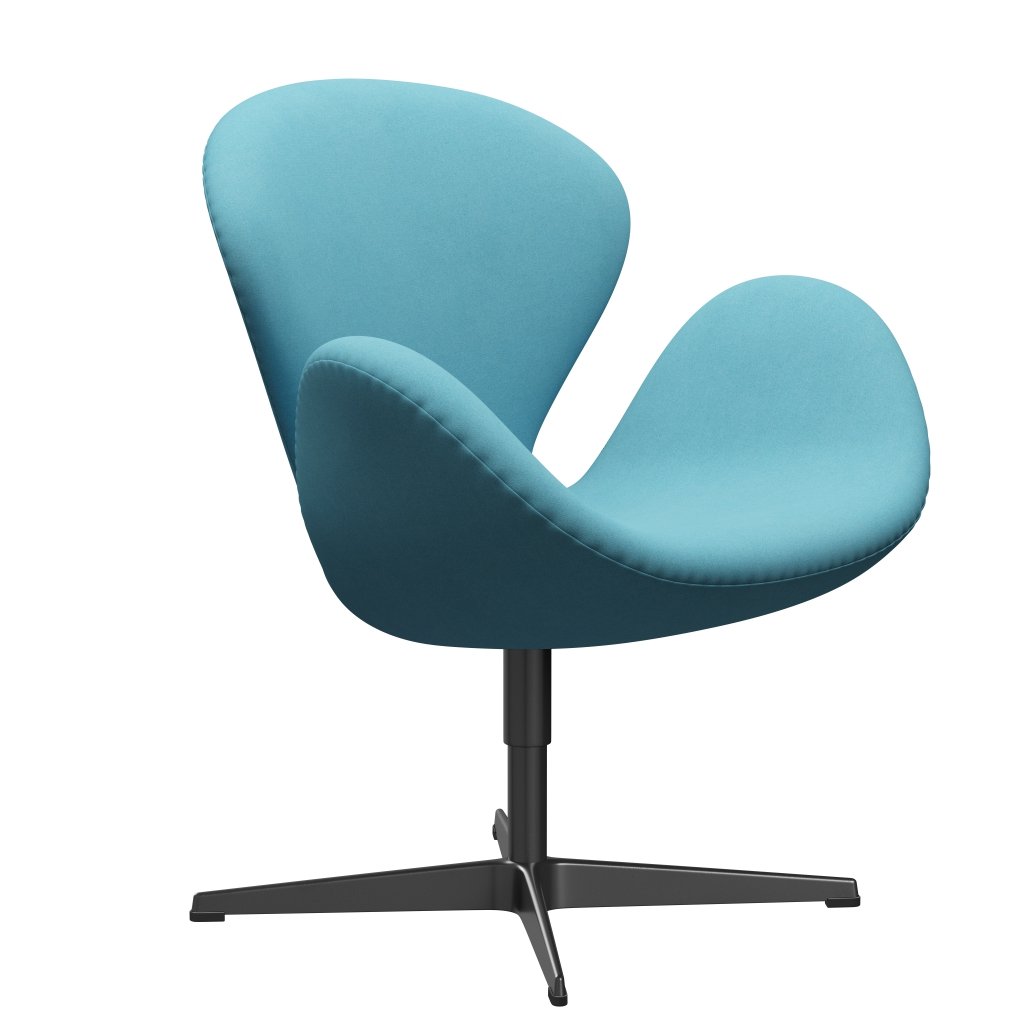 [product_category]-Fritz Hansen Swan Lounge Chair, Black Lacquered/Divina Turquoise Light-Fritz Hansen-3320-DIV836-BLLA-FRI-2