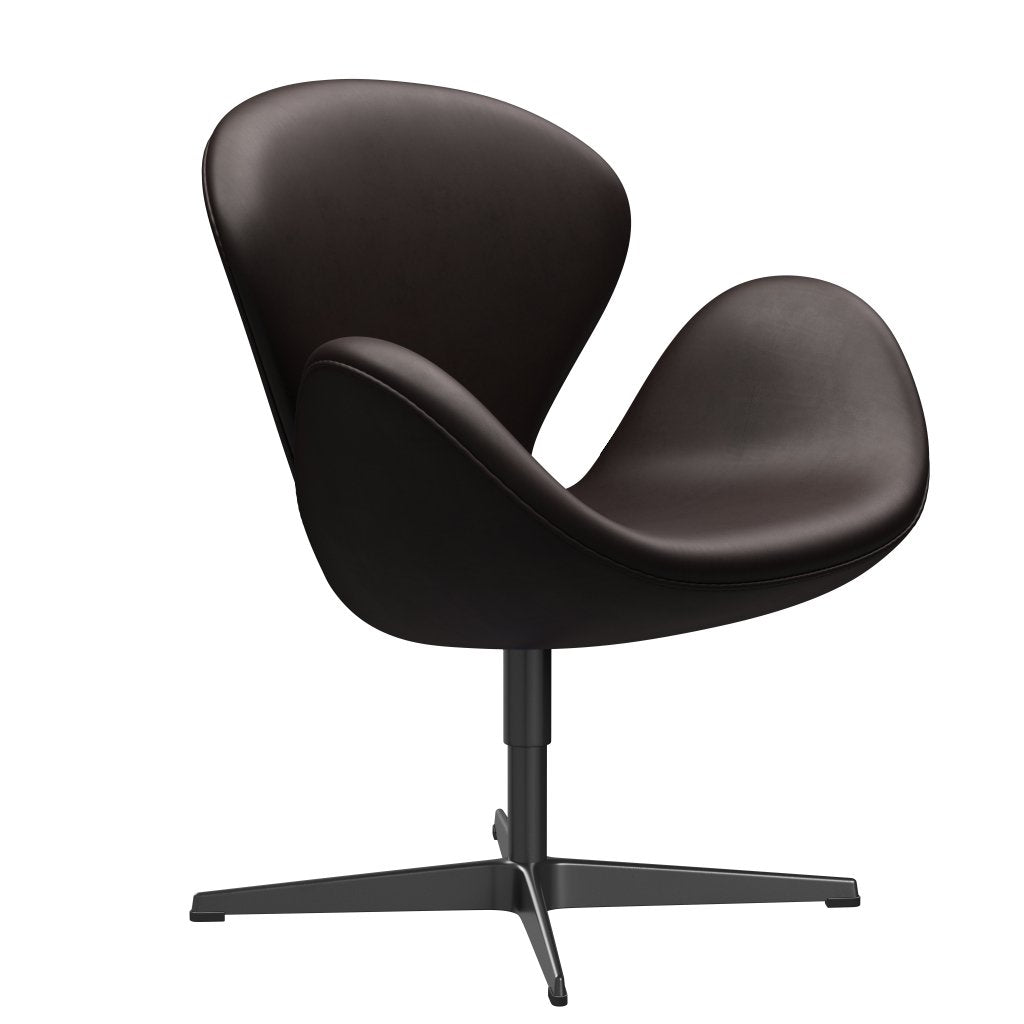 [product_category]-Fritz Hansen Swan Lounge Chair, Black Lacquered/Grace Dark Brown-Fritz Hansen-3320-ELDBR-BLLA-FRI-2