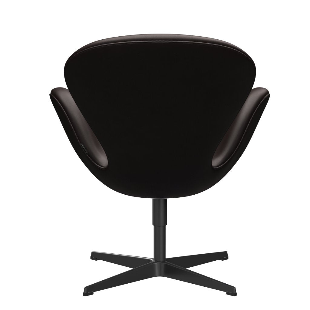 Fritz Hansen Swan Lounge Chair, Black LaQuered / Grace Dark Brown