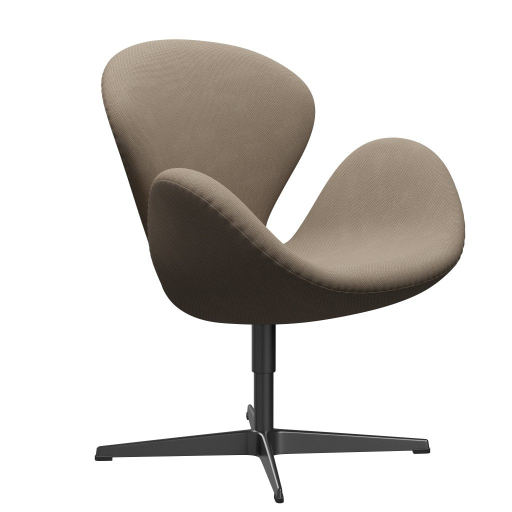 Fritz Hansen Swan Lounge Chair, Black Lacquered/Re Wool Beige/Natural