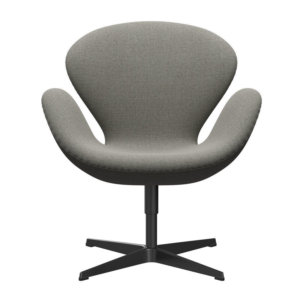 [product_category]-Fritz Hansen Swan Lounge Chair, Black Lacquered/Re Wool Grey White/Plain-Fritz Hansen-3320-REW128-BLLA-FRI-1