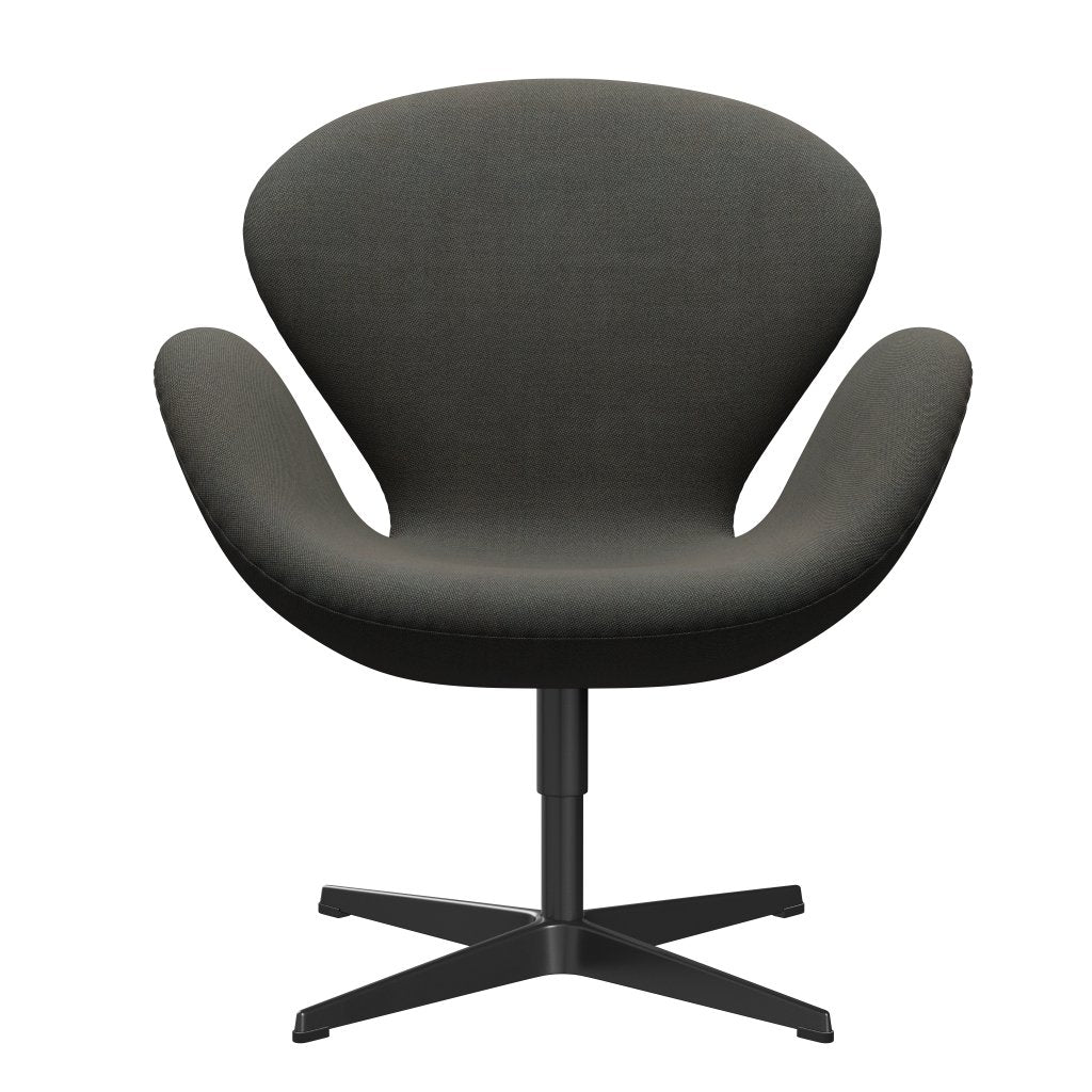 Fritz Hansen Swan Lounge Chair, Black Lacked/Rime Dark Grey/Khaki