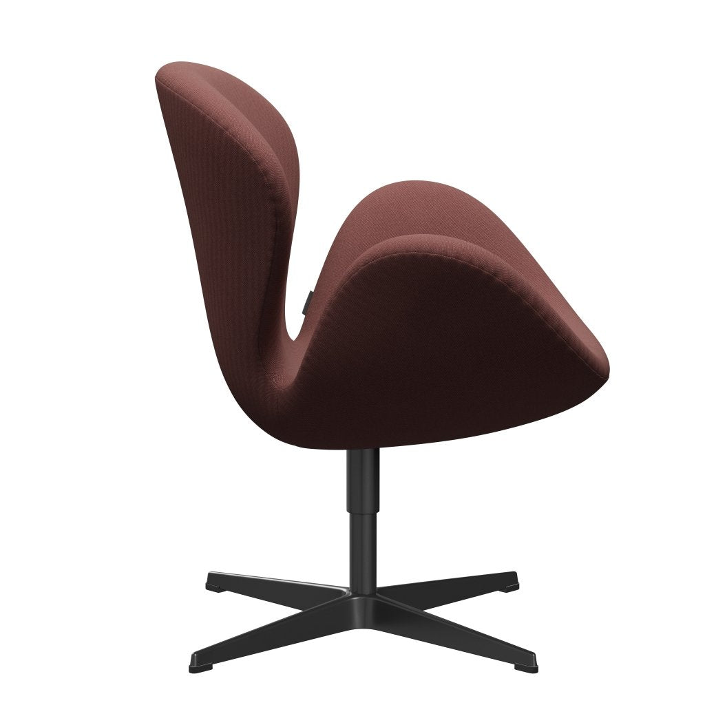 [product_category]-Fritz Hansen Swan Lounge Chair, Black Lacquered/Rime Dark Red/Grey-Fritz Hansen-3320-RIM571-BLLA-FRI-3