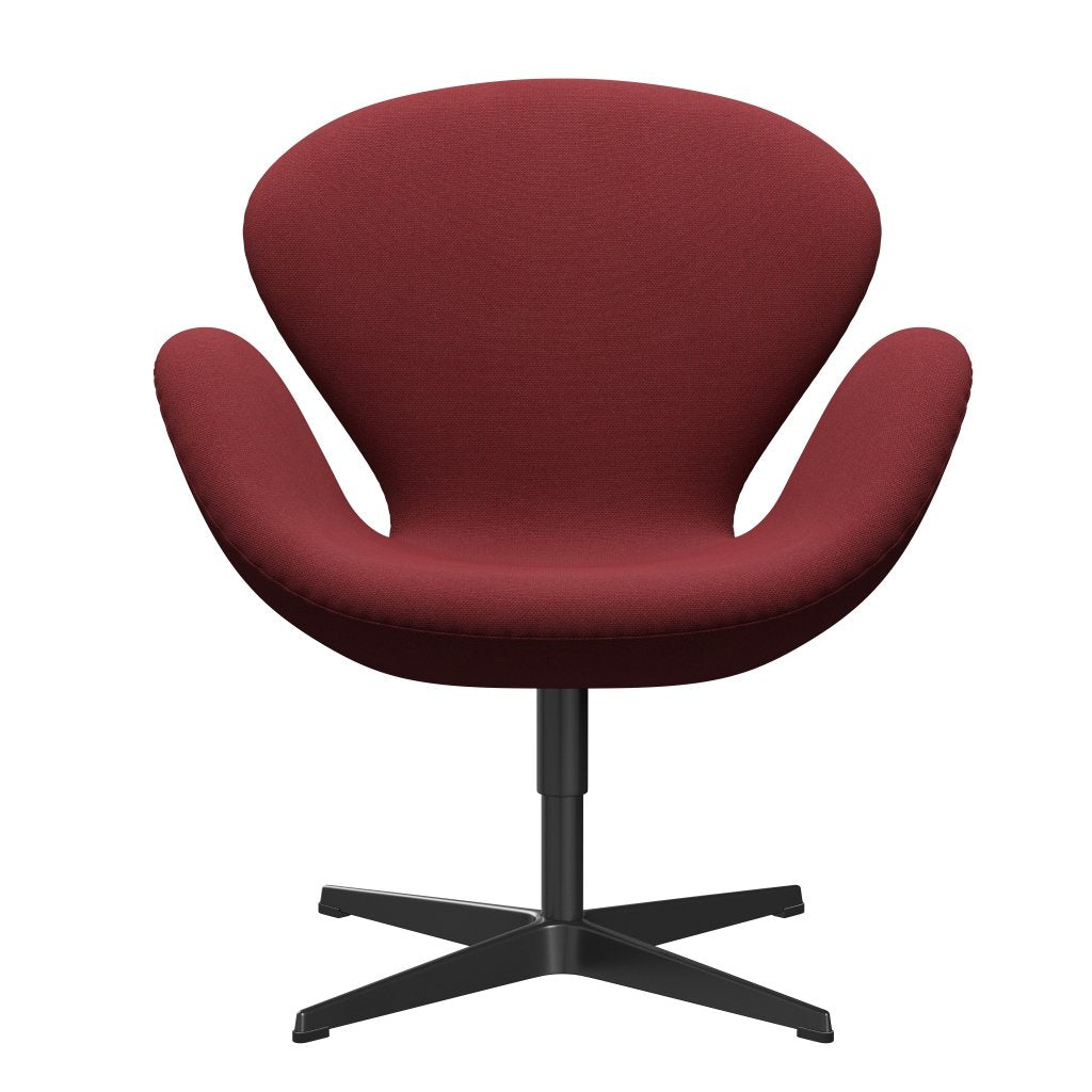 [product_category]-Fritz Hansen Swan Lounge Chair, Black Lacquered/Steelcut Trio Dark Red-Fritz Hansen-3320-STR686-BLLA-FRI-1