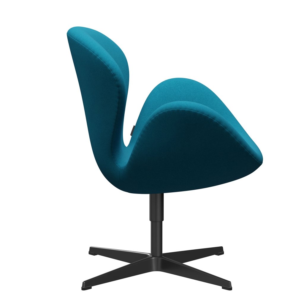 Fritz Hansen Swan Lounge Chaise, Black LaQuered / Tonus Turquoise