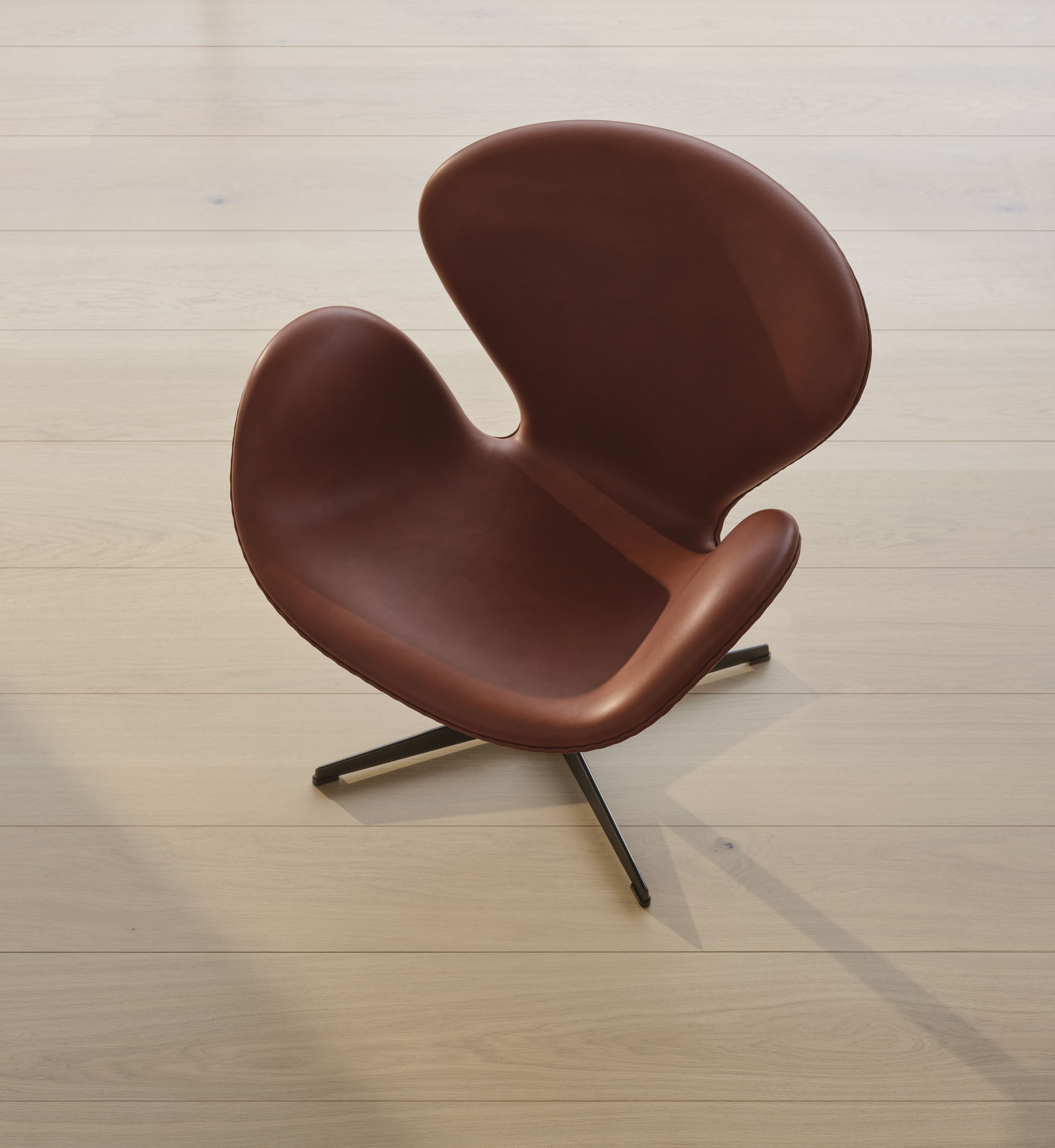 [product_category]-Fritz Hansen Swan Lounge Chair, Grace Chestnut Leather Anniversary Collection-Fritz Hansen-3320-Anniversary-Grace-Chestnut-FRI-3