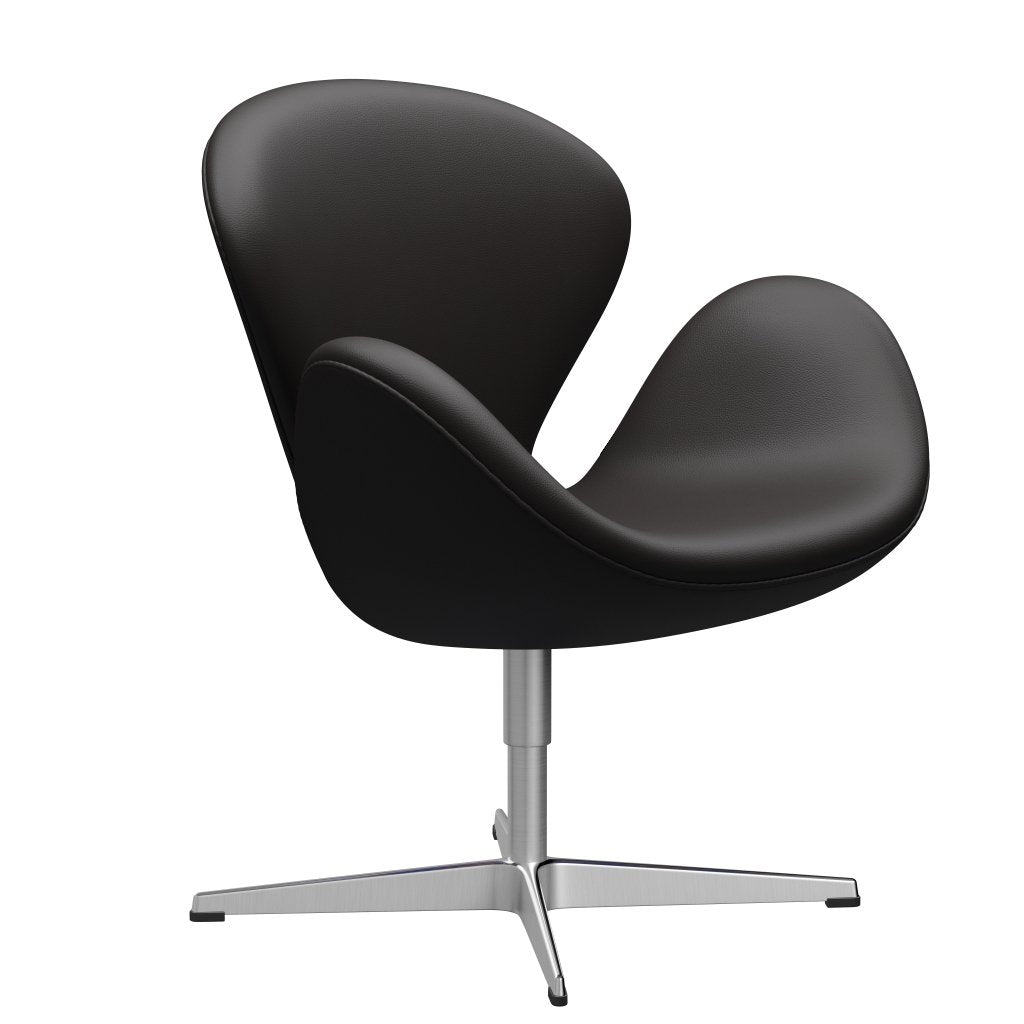 [product_category]-Fritz Hansen Swan Lounge Chair, Satin Brushed Aluminium/Aura Black Brown-Fritz Hansen-3320-CLBBR-SPAL-FRI-2