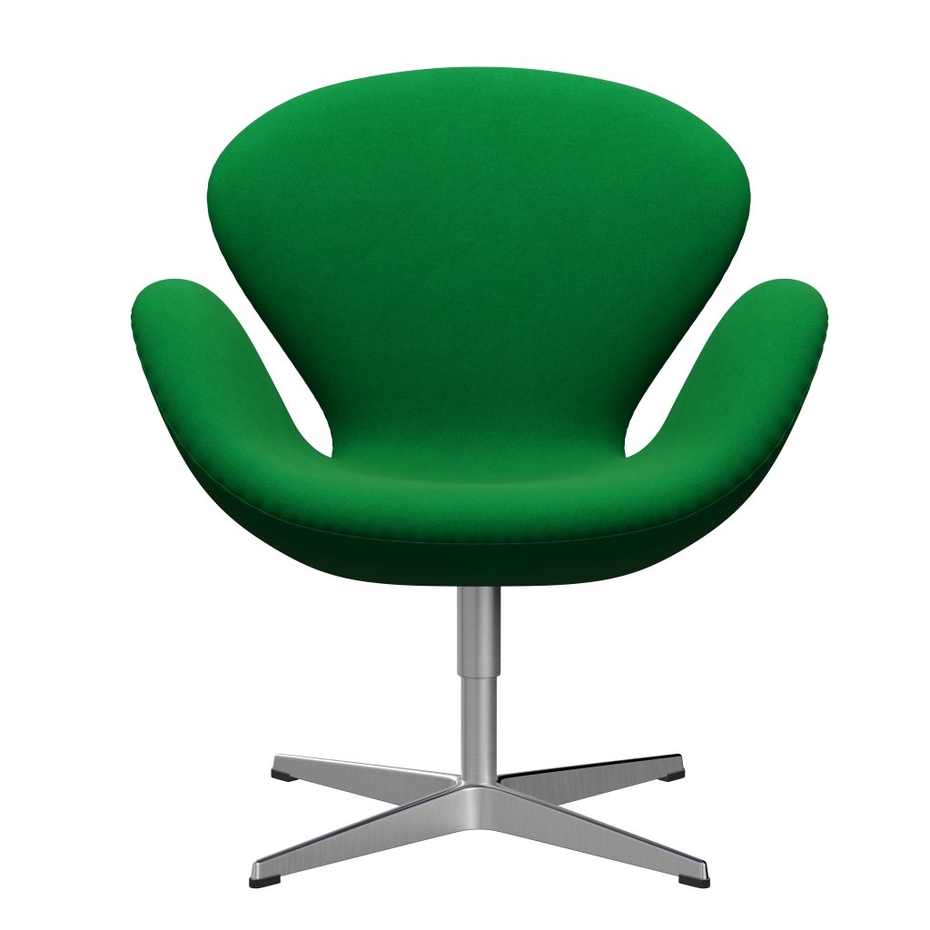 [product_category]-Fritz Hansen Swan Lounge Chair, Satin Brushed Aluminium/Divina Grass Green-Fritz Hansen-3320-DIV922-SPAL-FRI-1