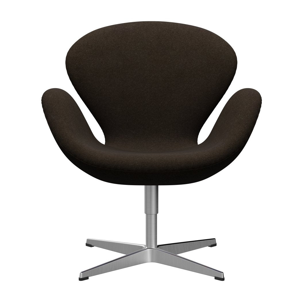 [product_category]-Fritz Hansen Swan Lounge Chair, Satin Brushed Aluminium/Divina Melange Dark Brown-Fritz Hansen-3320-DIM280-SPAL-FRI-1