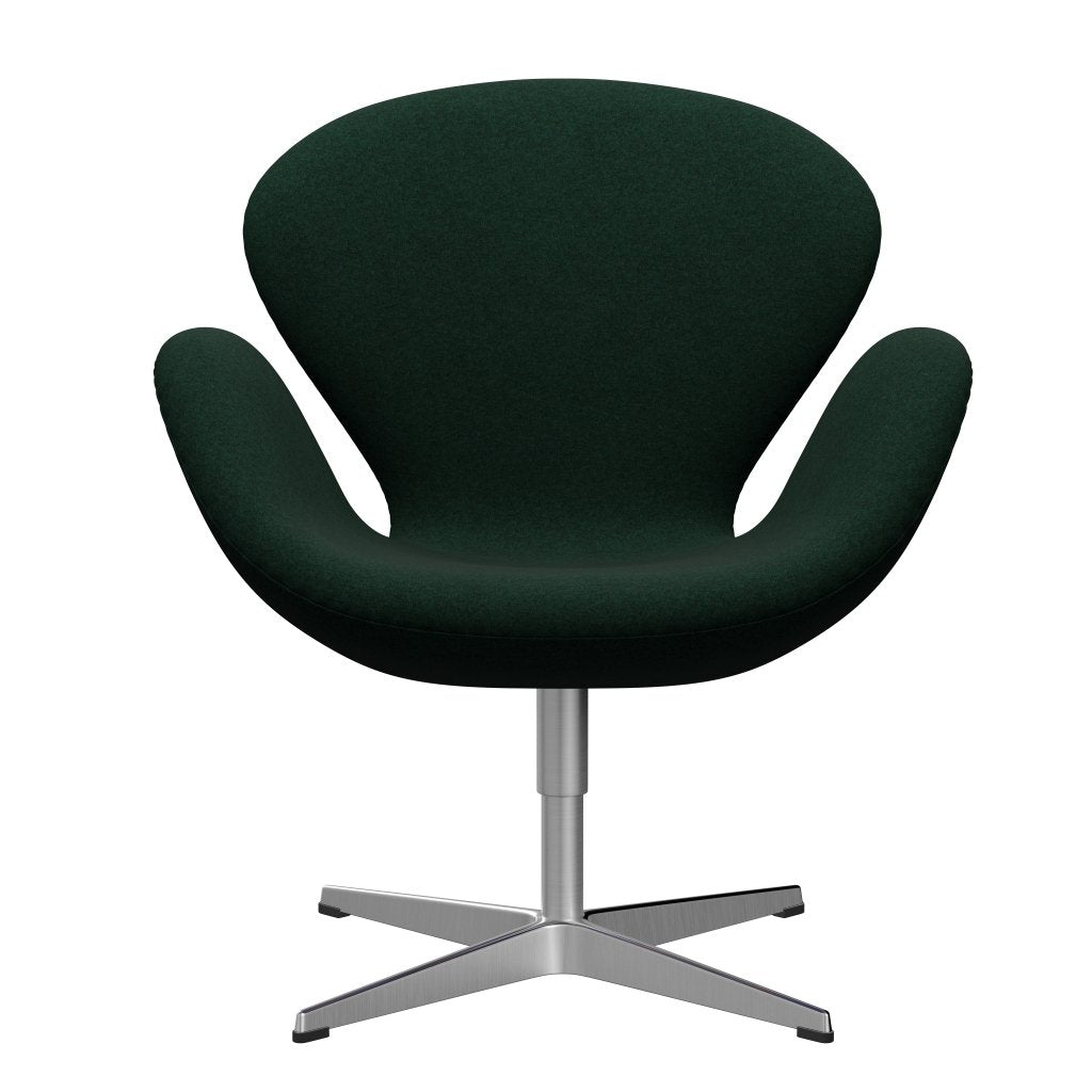 Fritz Hansen Swan Lounge Chair, Satin Borsted Aluminium/Divina Melange Dark Green (871)