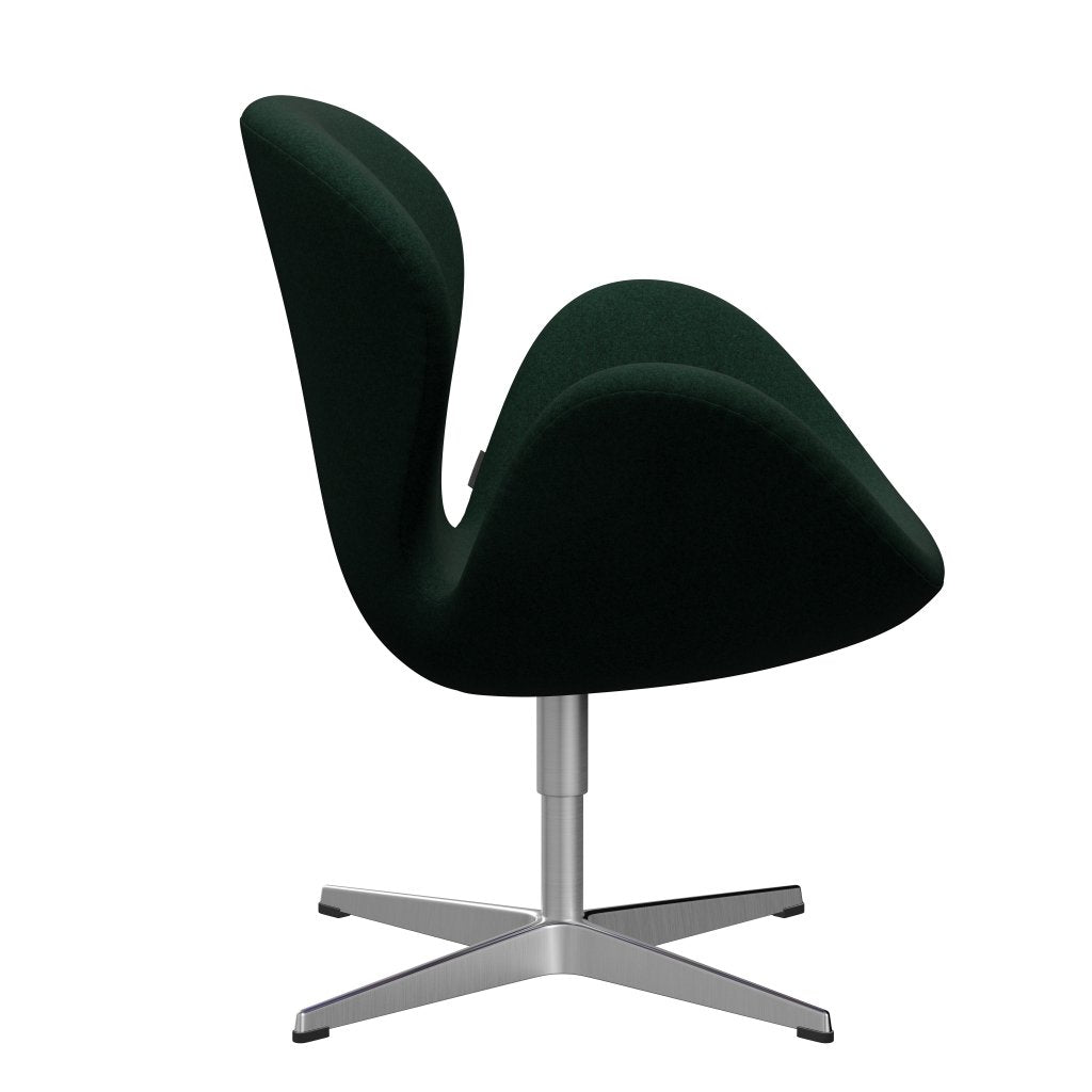 Fritz Hansen Swan Lounge Chair, Satin Borsted Aluminium/Divina Melange Dark Green (871)