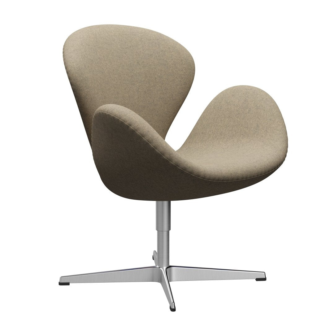 Fritz Hansen Swan Lounge Stuhl, Satin gebürstete Aluminium/Divina Melange Grey Sand