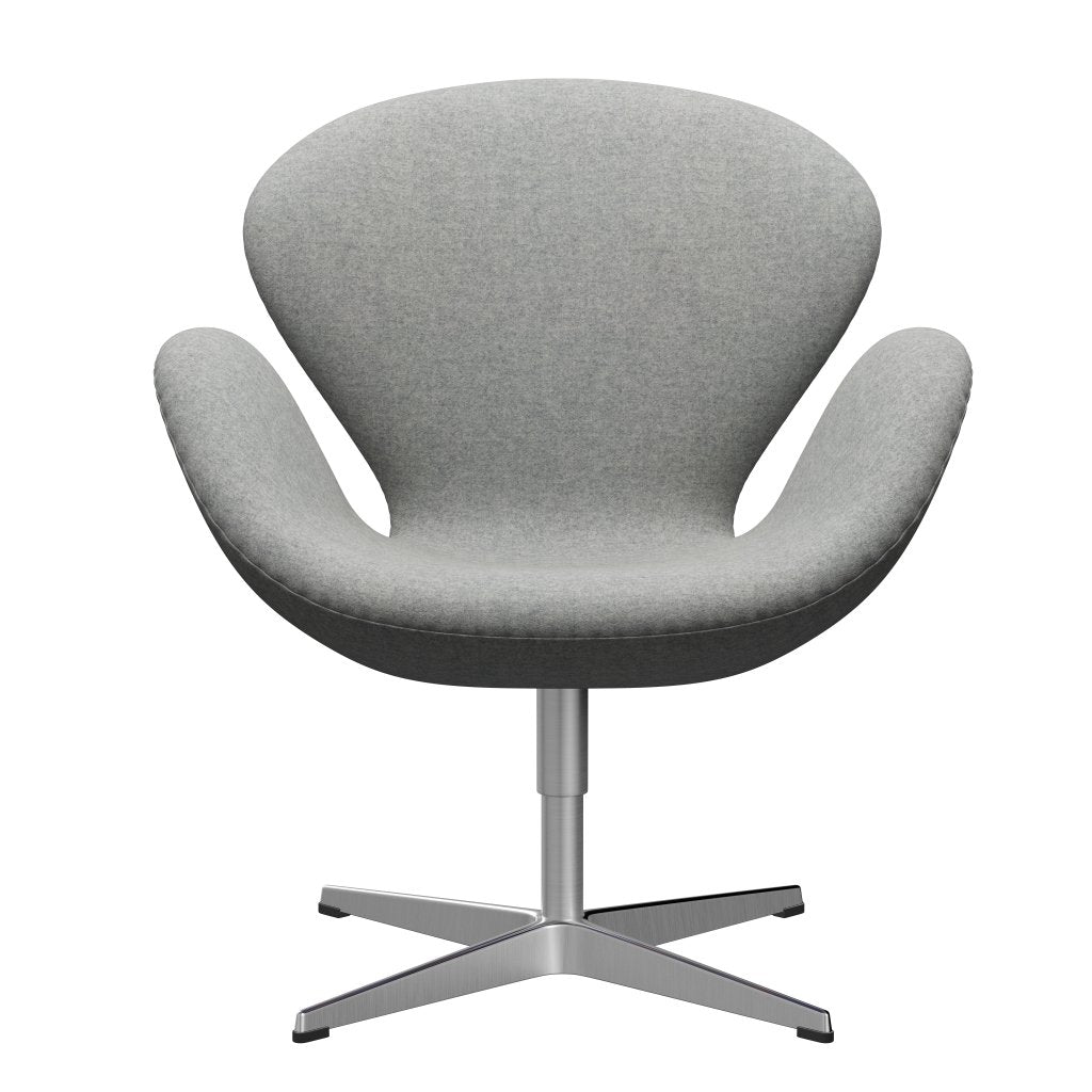 [product_category]-Fritz Hansen Swan Lounge Chair, Satin Brushed Aluminium/Divina Melange Light Grey-Fritz Hansen-3320-DIM120-SPAL-FRI-1