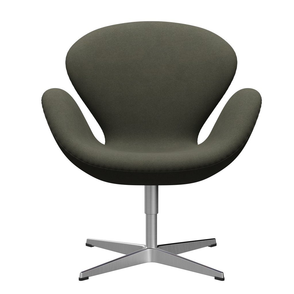 [product_category]-Fritz Hansen Swan Lounge Chair, Satin Brushed Aluminium/Divina Military Green-Fritz Hansen-3320-DIV944-SPAL-FRI-1