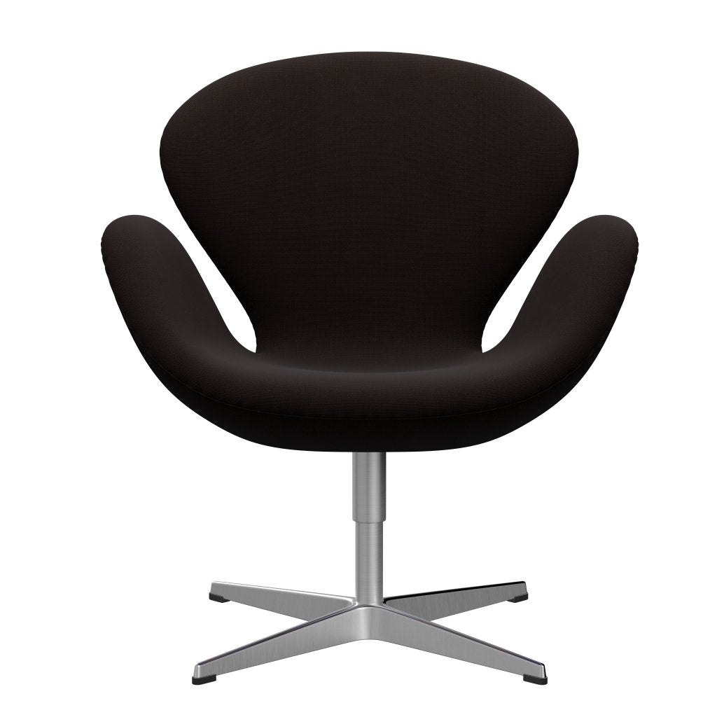 [product_category]-Fritz Hansen Swan Lounge Chair, Satin Brushed Aluminium/Fame Dark Brown-Fritz Hansen-3320-F61044-SPAL-FRI-1