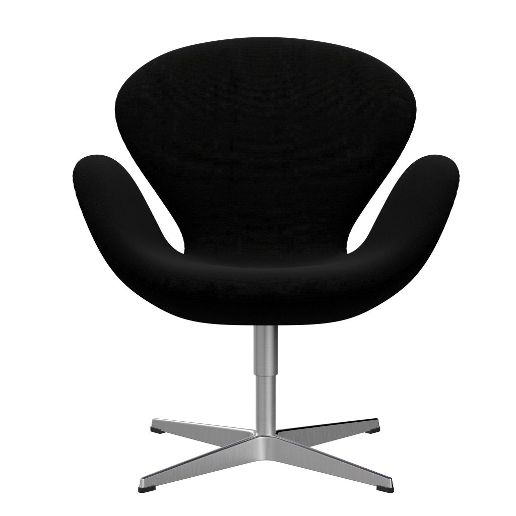 [product_category]-Fritz Hansen Swan Lounge Chair, Satin Brushed Aluminium/Hallingdal Black-Fritz Hansen-3320-HAL190-SPAL-FRI-1