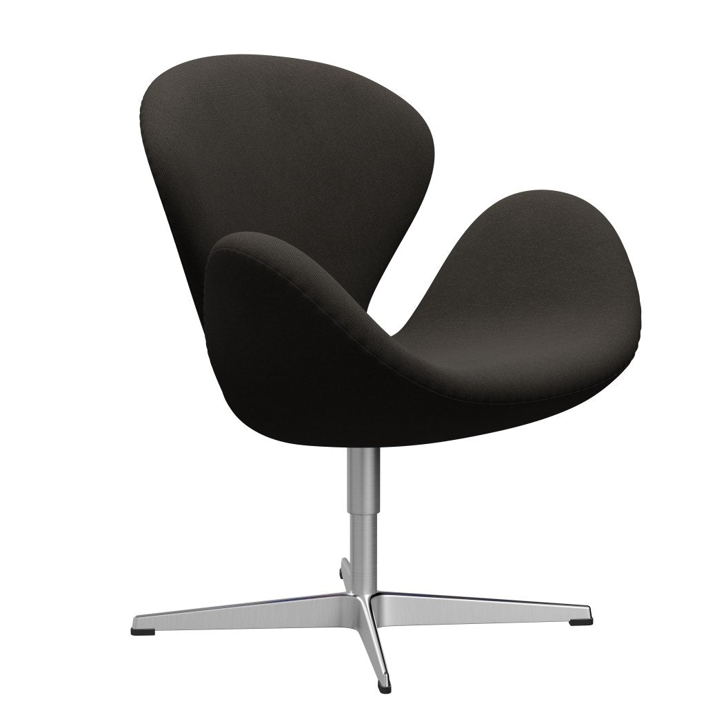 Fritz Hansen Swan Lounge Chair, Satin Brushed Aluminium/Steelcut Brown