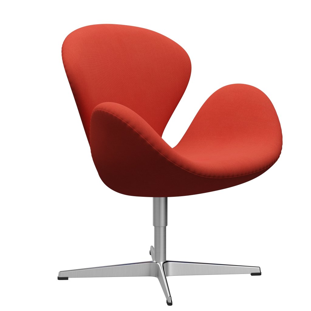 Fritz Hansen Swan Lounge Sillón, aluminio cepillado por satén/chapucio de acero rojo