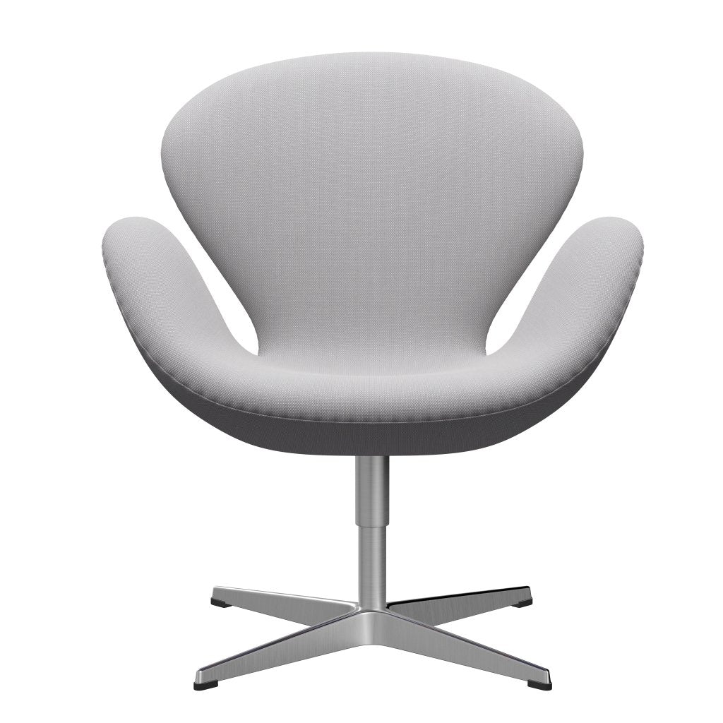 [product_category]-Fritz Hansen Swan Lounge Chair, Satin Brushed Aluminium/Steelcut Trio White & Light Grey-Fritz Hansen-3320-STR105-SPAL-FRI-1