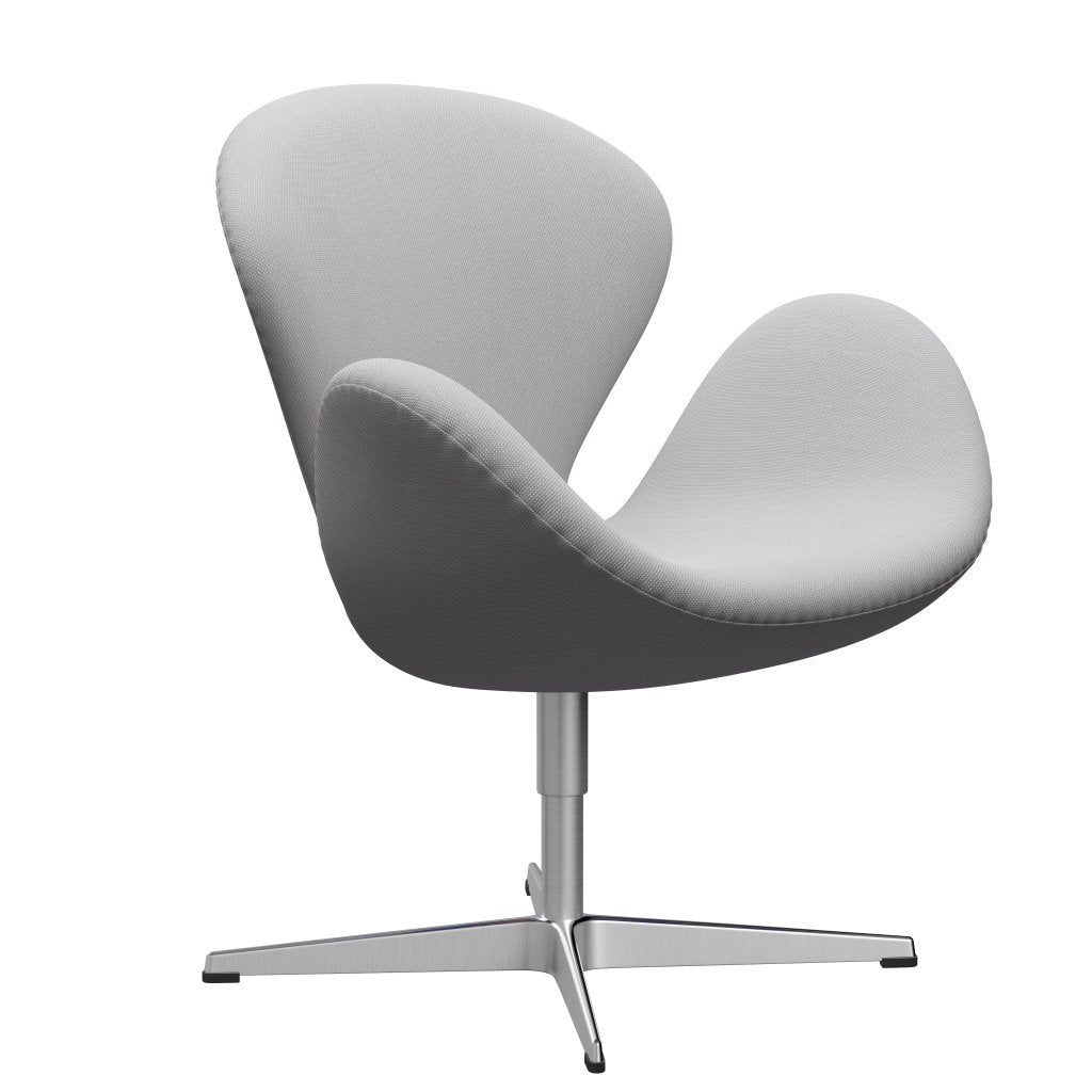 [product_category]-Fritz Hansen Swan Lounge Chair, Satin Brushed Aluminium/Steelcut Trio White & Light Grey-Fritz Hansen-3320-STR105-SPAL-FRI-2