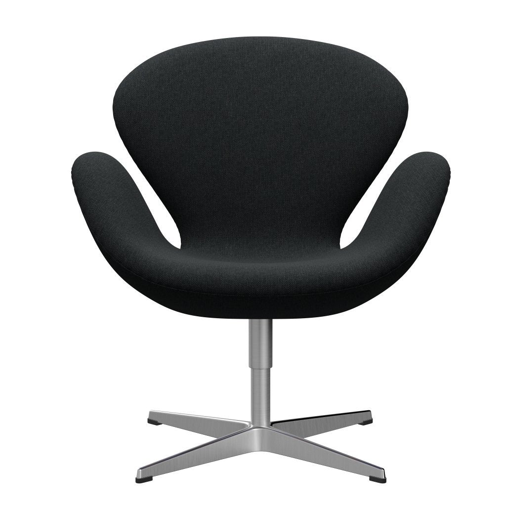 [product_category]-Fritz Hansen Swan Lounge Chair, Satin Brushed Aluminium/Sunniva Black/Dark Grey-Fritz Hansen-3320-SV183-SPAL-FRI-1