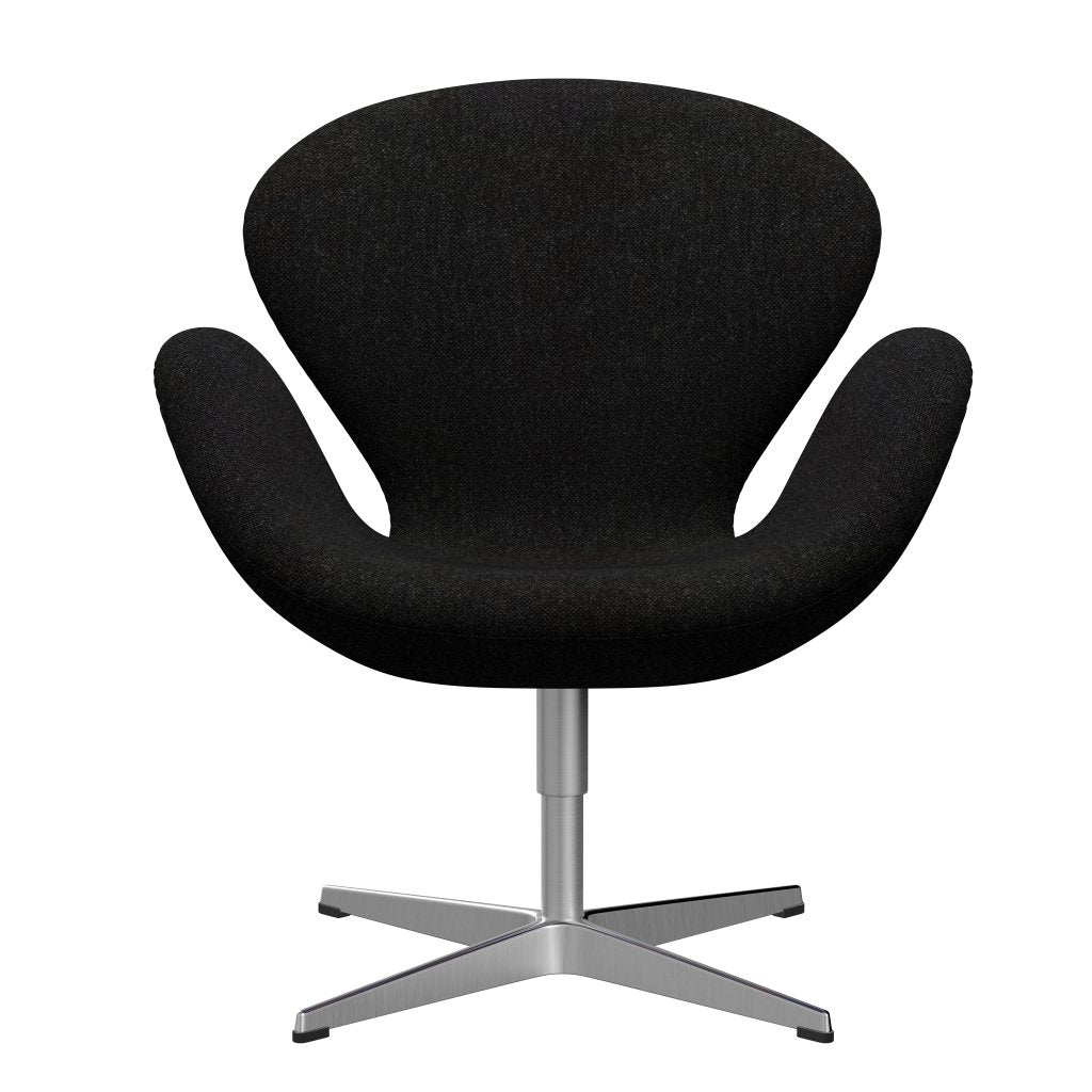 [product_category]-Fritz Hansen Swan Lounge Chair, Sating Brushed Aluminium/Hallingdal Charcoal-Fritz Hansen-3320-HAL180-SPAL-FRI-1