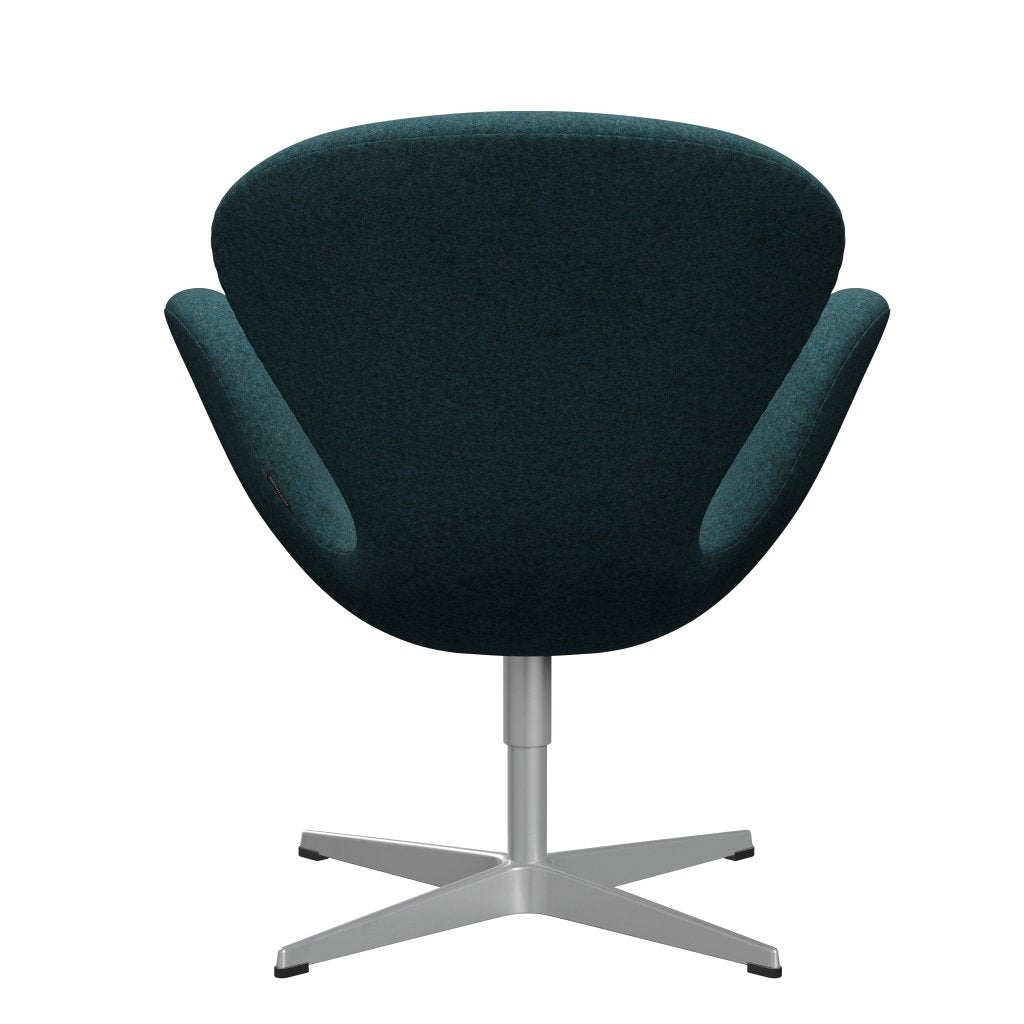 Fritz Hansen Swan Lounge Stuhl, Silbergrau/Divina MD Turquoise Dunkelheit