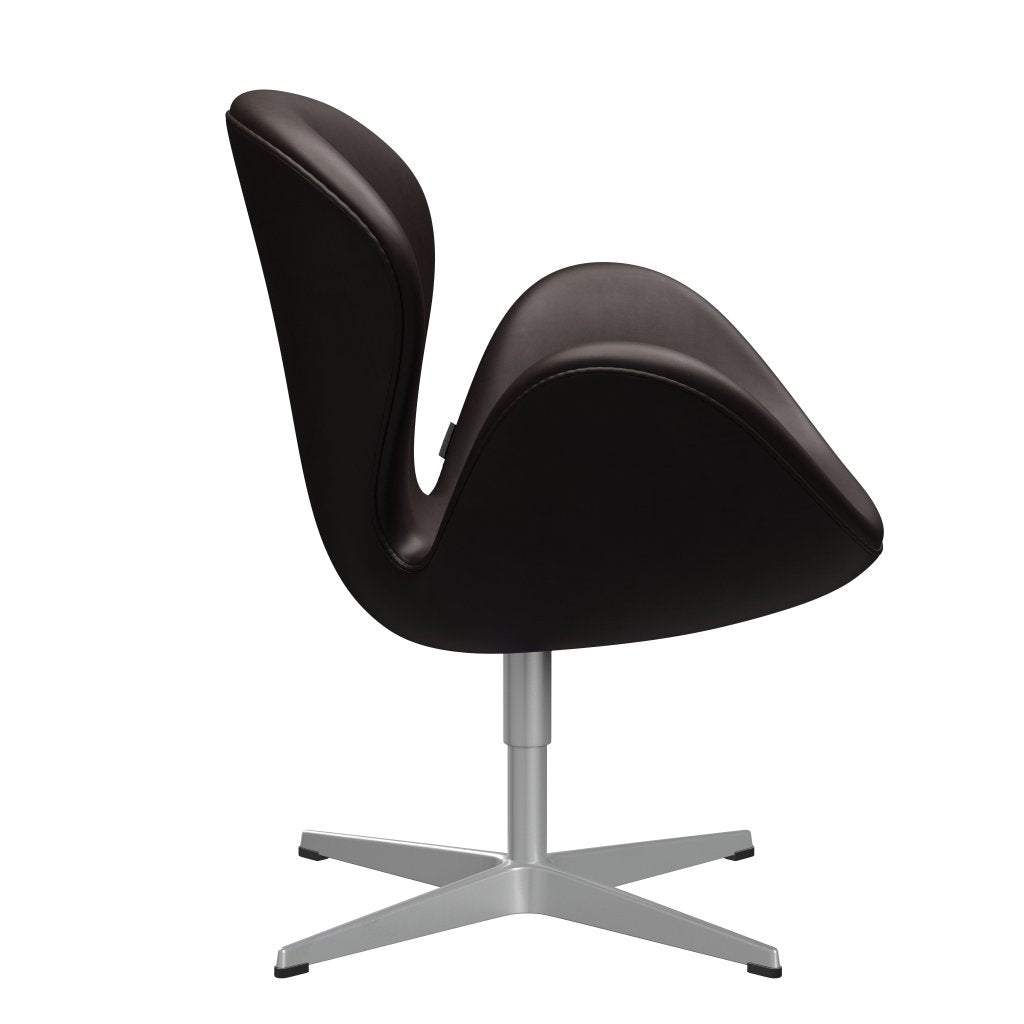 [product_category]-Fritz Hansen Swan Lounge Chair, Silver Grey/Grace Dark Brown-Fritz Hansen-3320-ELDBR-SGBASE-FRI-3