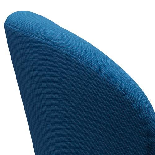 Fritz Hansen Swan Lounge Stuhl, Silbergrau/Stahlkut Trio türkis/blau