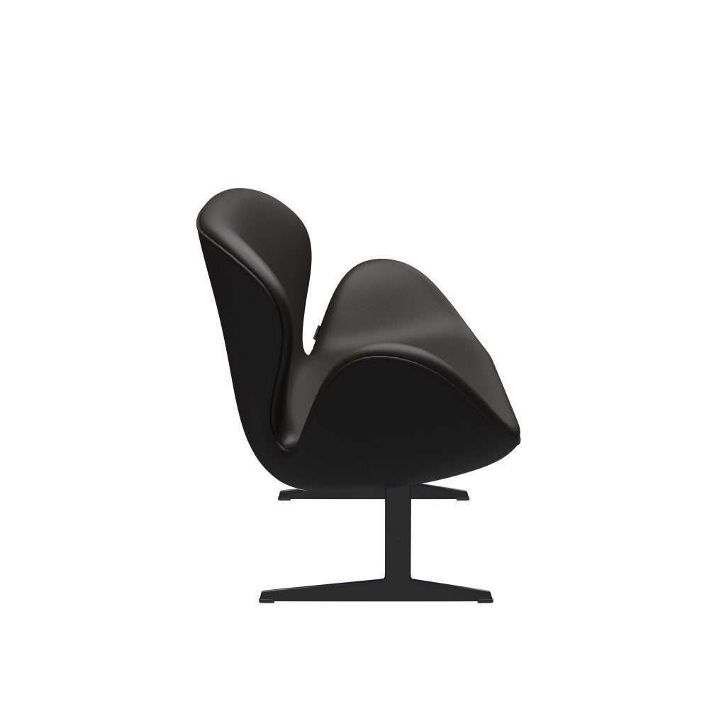 Fritz Hansen Swan canapé 2 places, laquée noire / aura marron noir