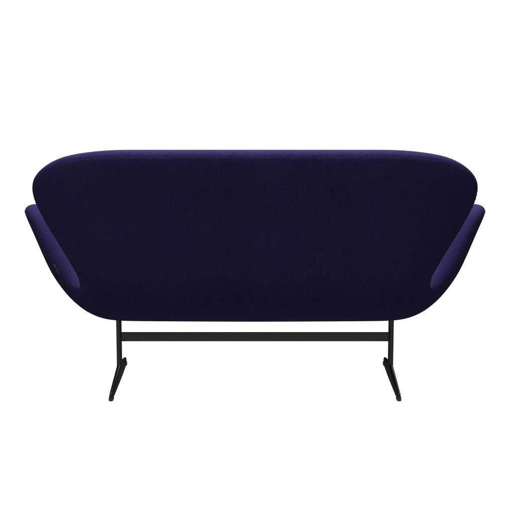 [product_category]-Fritz Hansen Swan Sofa 2 Seater, Black Lacquered/Canvas Eclectic Blue-Fritz Hansen-3321-CA0666-BLLA-FRI-4