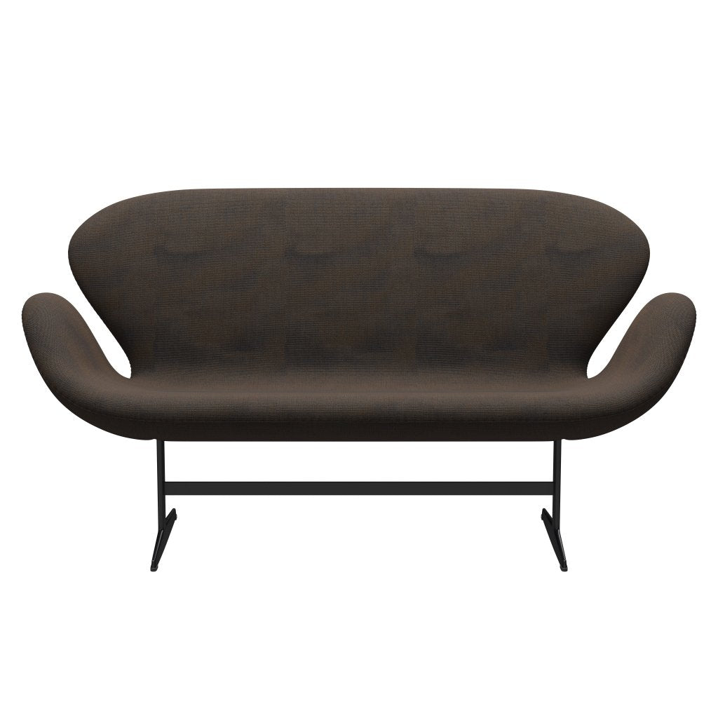 [product_category]-Fritz Hansen Swan Sofa 2 Seater, Black Lacquered/Canvas Grey Blue-Fritz Hansen-3321-CA0854-BLLA-FRI-1