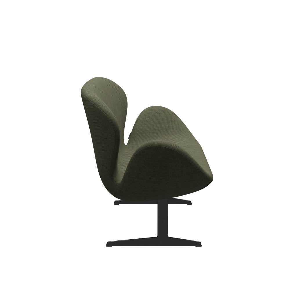 [product_category]-Fritz Hansen Swan Sofa 2 Seater, Black Lacquered/Canvas Moss Green-Fritz Hansen-3321-CA0926-BLLA-FRI-3