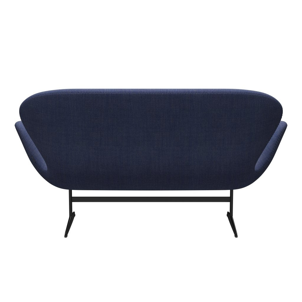 [product_category]-Fritz Hansen Swan Sofa 2 Seater, Black Lacquered/Canvas Washed Blue-Fritz Hansen-3321-CA0726-BLLA-FRI-4