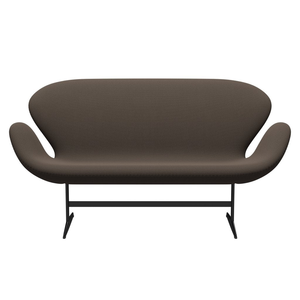 [product_category]-Fritz Hansen Swan Sofa 2 Seater, Black Lacquered/Capture Brown/Green-Fritz Hansen-3321-CP6301-BLLA-FRI-1