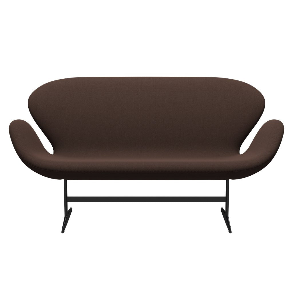 [product_category]-Fritz Hansen Swan Sofa 2 Seater, Black Lacquered/Capture Chocolate Brown-Fritz Hansen-3321-CP6901-BLLA-FRI-1