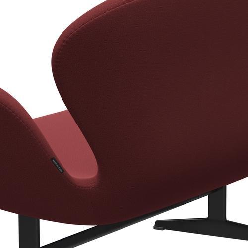 [product_category]-Fritz Hansen Swan Sofa 2 Seater, Black Lacquered/Capture Dark Red-Fritz Hansen-3321-CP5402-BLLA-FRI-5