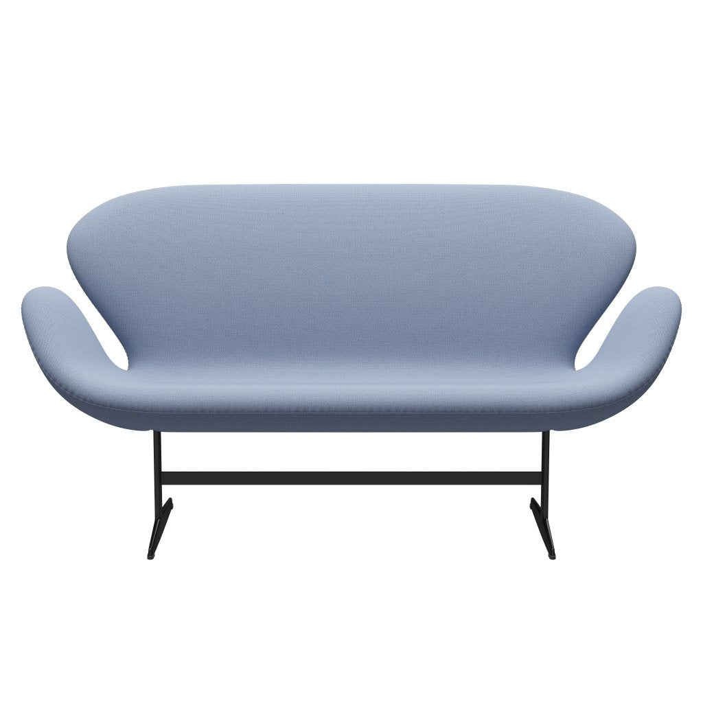 [product_category]-Fritz Hansen Swan Sofa 2 Seater, Black Lacquered/Capture Light Blue (4902)-Fritz Hansen-3321-CP4902-BLLA-FRI-1