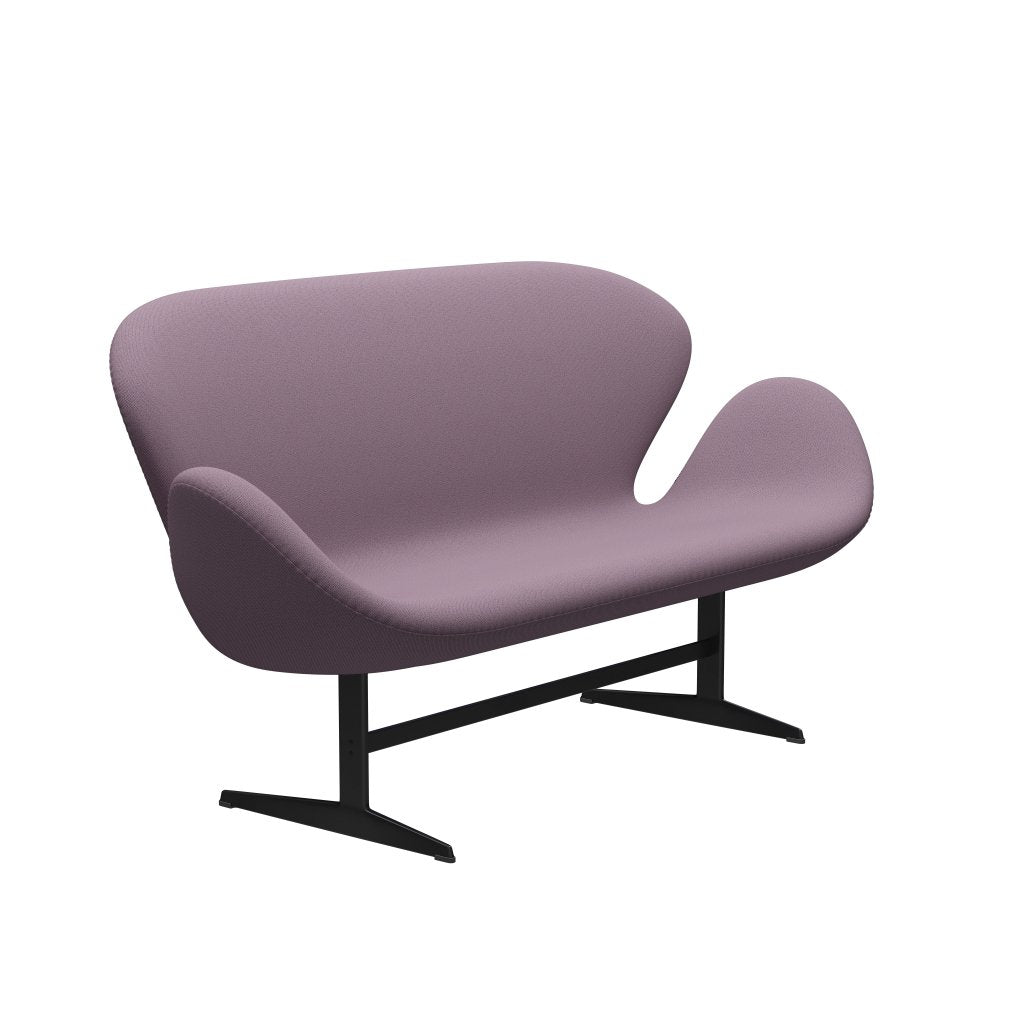 [product_category]-Fritz Hansen Swan Sofa 2 Seater, Black Lacquered/Capture Violet/Brown-Fritz Hansen-3321-CP6202-BLLA-FRI-2