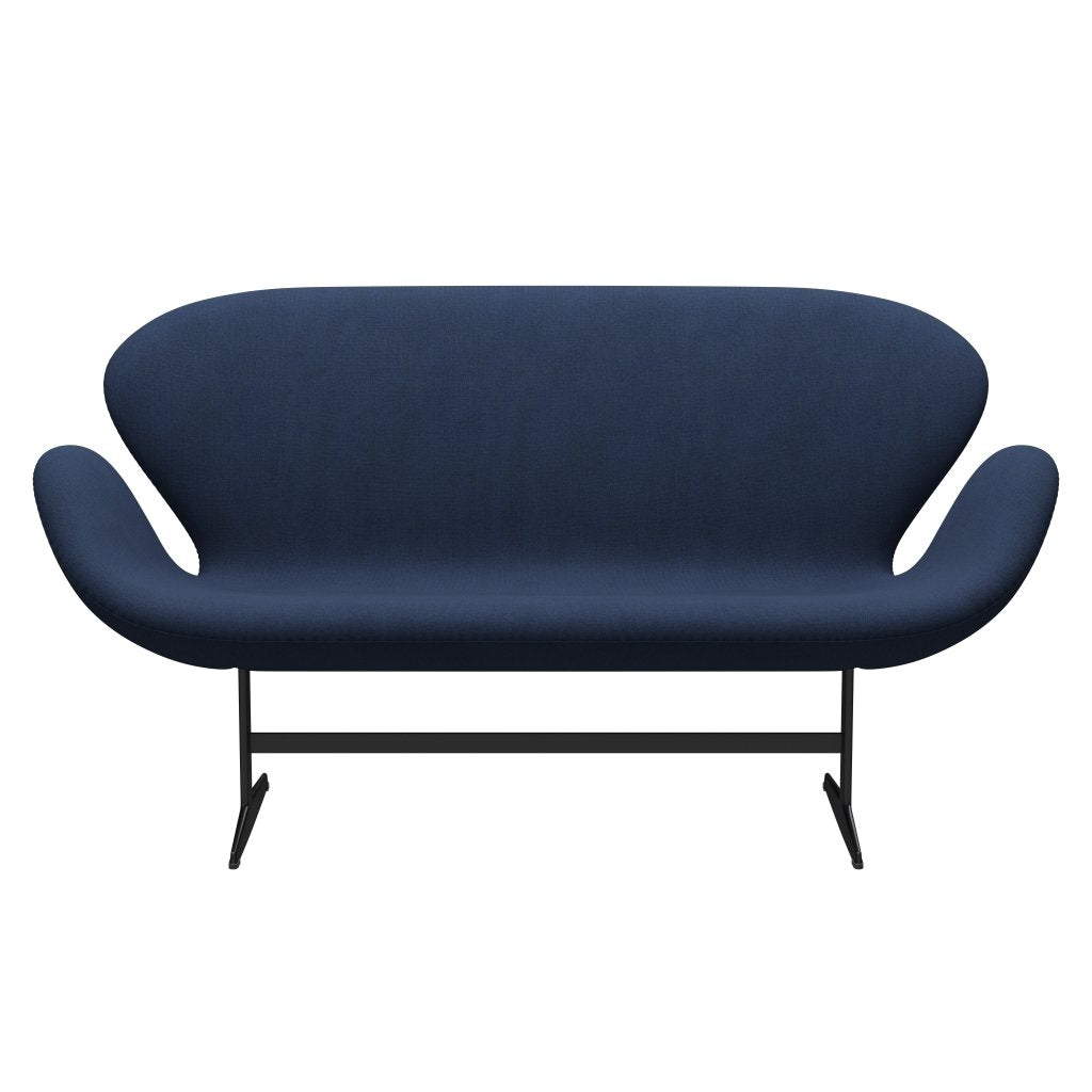 [product_category]-Fritz Hansen Swan Sofa 2 Seater, Black Lacquered/Christianshavn Dark Blue-Fritz Hansen-3321-CH1155-BLLA-FRI-1