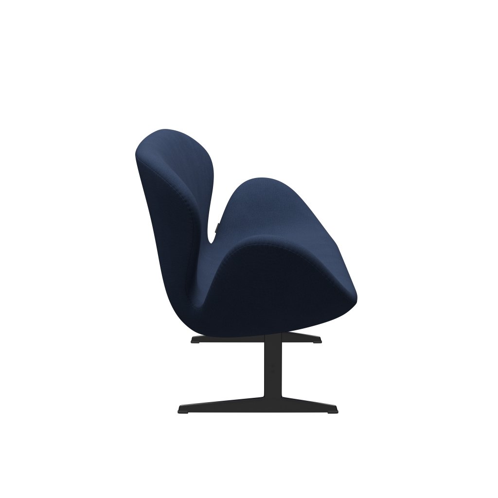 [product_category]-Fritz Hansen Swan Sofa 2 Seater, Black Lacquered/Christianshavn Dark Blue-Fritz Hansen-3321-CH1155-BLLA-FRI-3