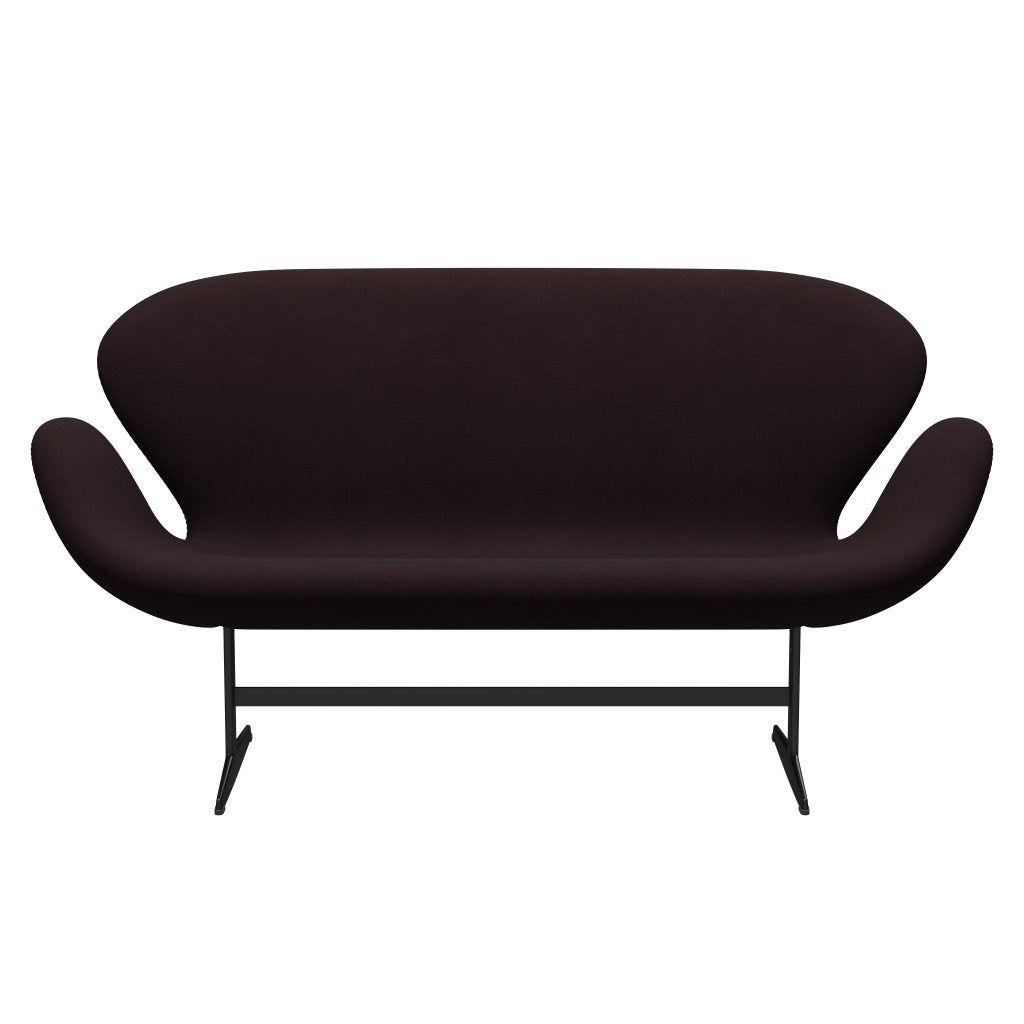 [product_category]-Fritz Hansen Swan Sofa 2 Seater, Black Lacquered/Christianshavn Dark Red Uni-Fritz Hansen-3321-CH1142-BLLA-FRI-1