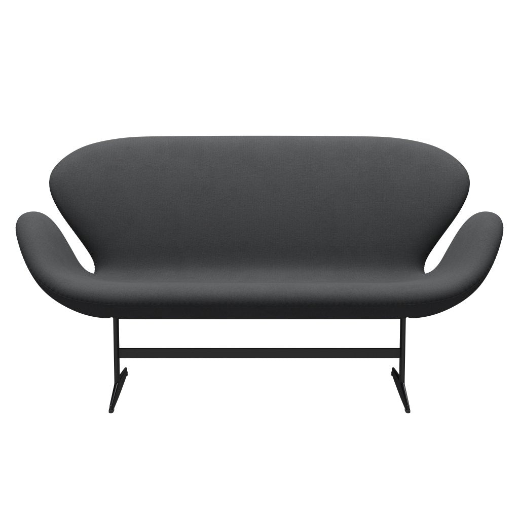 [product_category]-Fritz Hansen Swan Sofa 2 Seater, Black Lacquered/Christianshavn Grey Uni-Fritz Hansen-3321-CH1172-BLLA-FRI-1