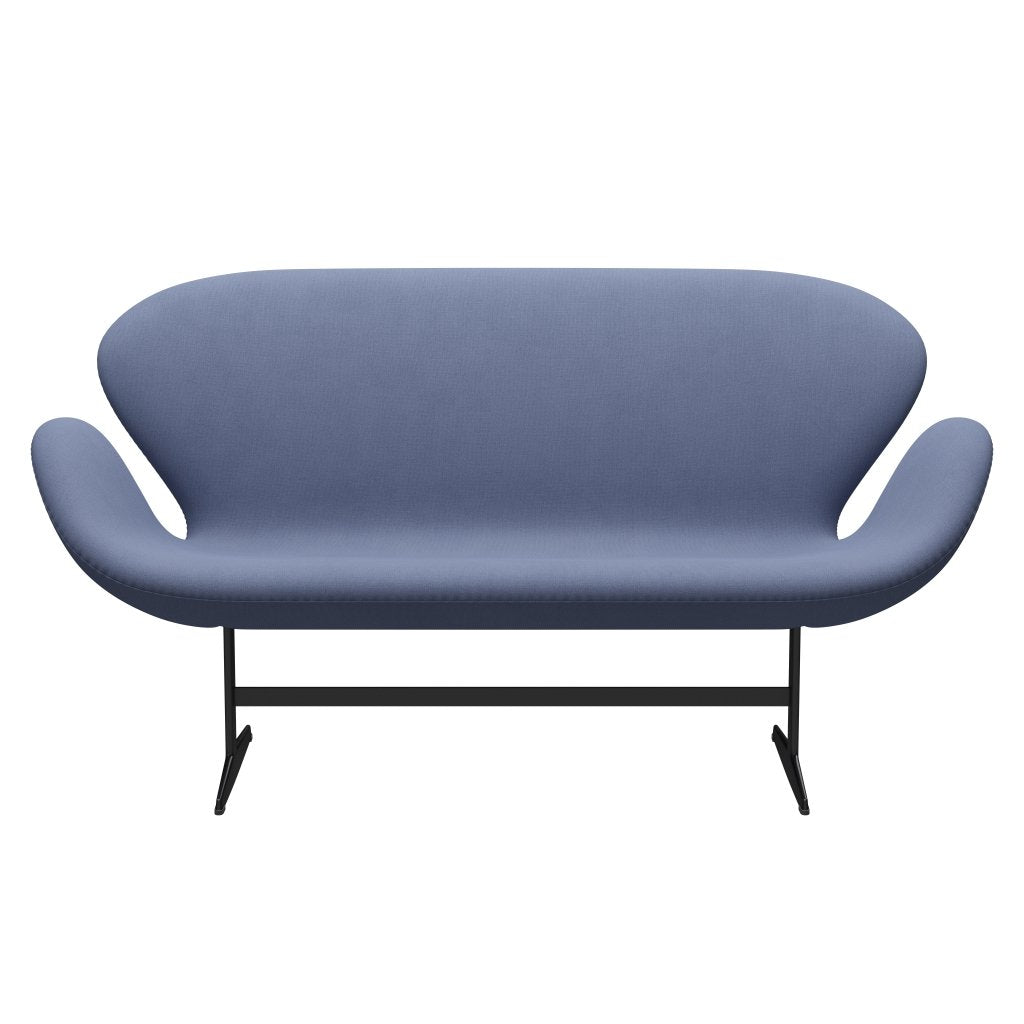 [product_category]-Fritz Hansen Swan Sofa 2 Seater, Black Lacquered/Christianshavn Light Blue Uni-Fritz Hansen-3321-CH1151-BLLA-FRI-1