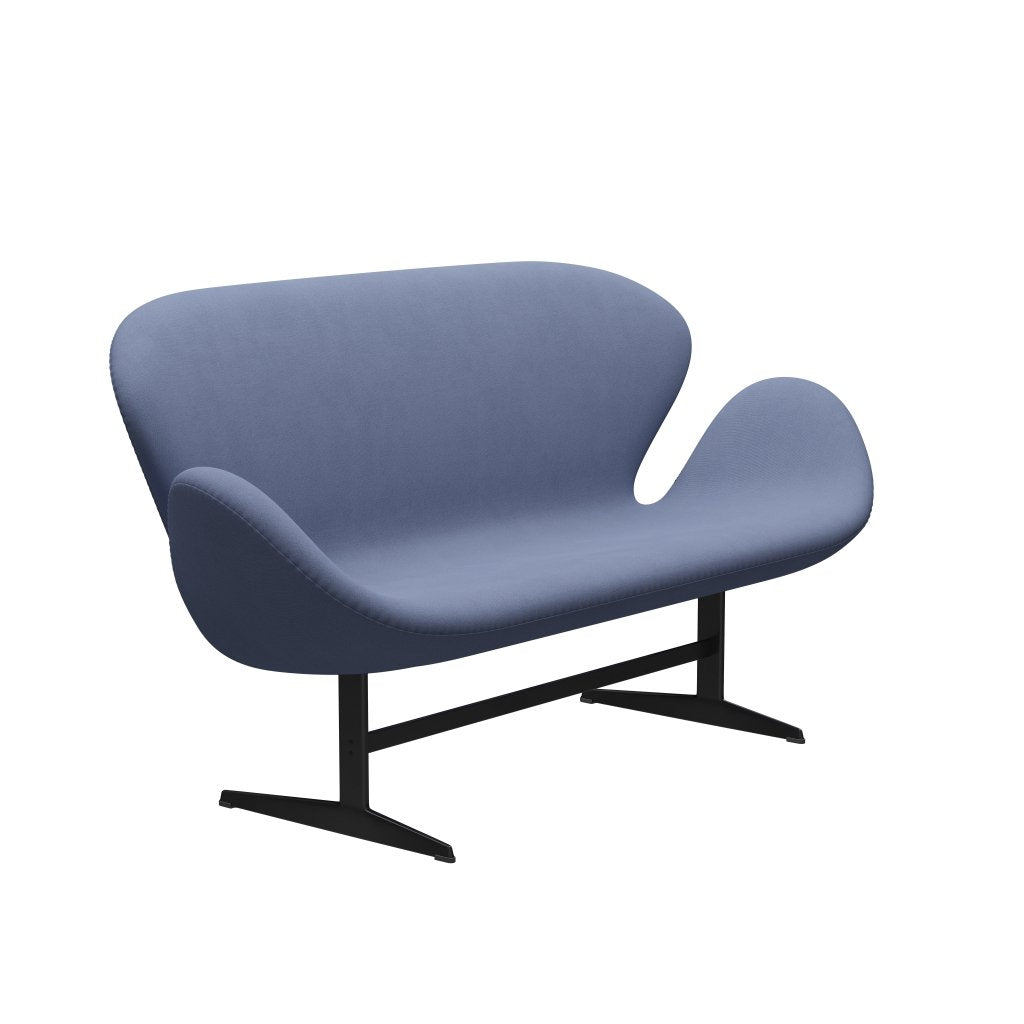 [product_category]-Fritz Hansen Swan Sofa 2 Seater, Black Lacquered/Christianshavn Light Blue Uni-Fritz Hansen-3321-CH1151-BLLA-FRI-2