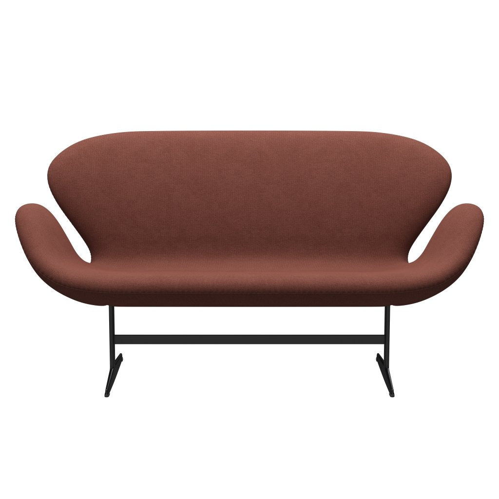 [product_category]-Fritz Hansen Swan Sofa 2 Seater, Black Lacquered/Christianshavn Orange-Fritz Hansen-3321-CH1133-BLLA-FRI-1