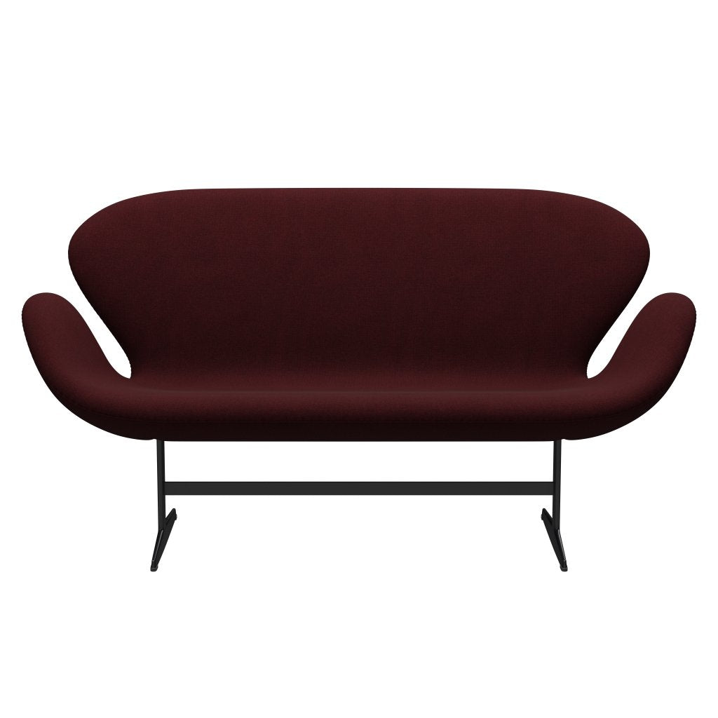 Fritz Hansen Swan Sofa 2 Seater, Black Lacquered/Christianshavn Red