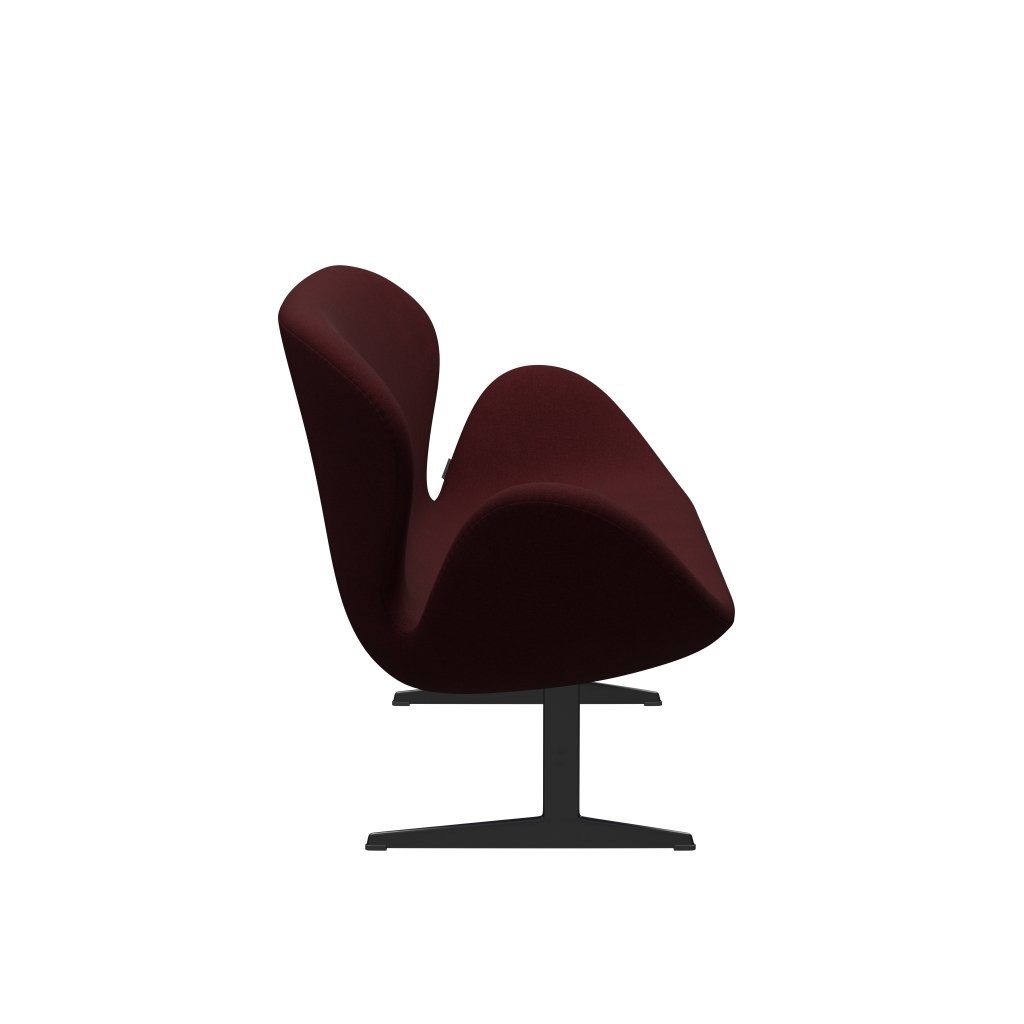 [product_category]-Fritz Hansen Swan Sofa 2 Seater, Black Lacquered/Christianshavn Red-Fritz Hansen-3321-CH1141-BLLA-FRI-3