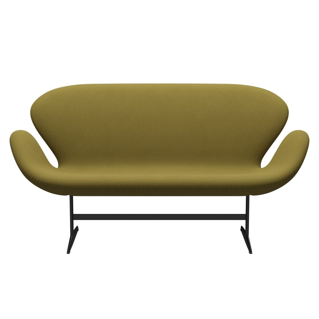 [product_category]-Fritz Hansen Swan Sofa 2 Seater, Black Lacquered/Diablo Autumn Green-Fritz Hansen-3321-DIA900-BLLA-FRI-1