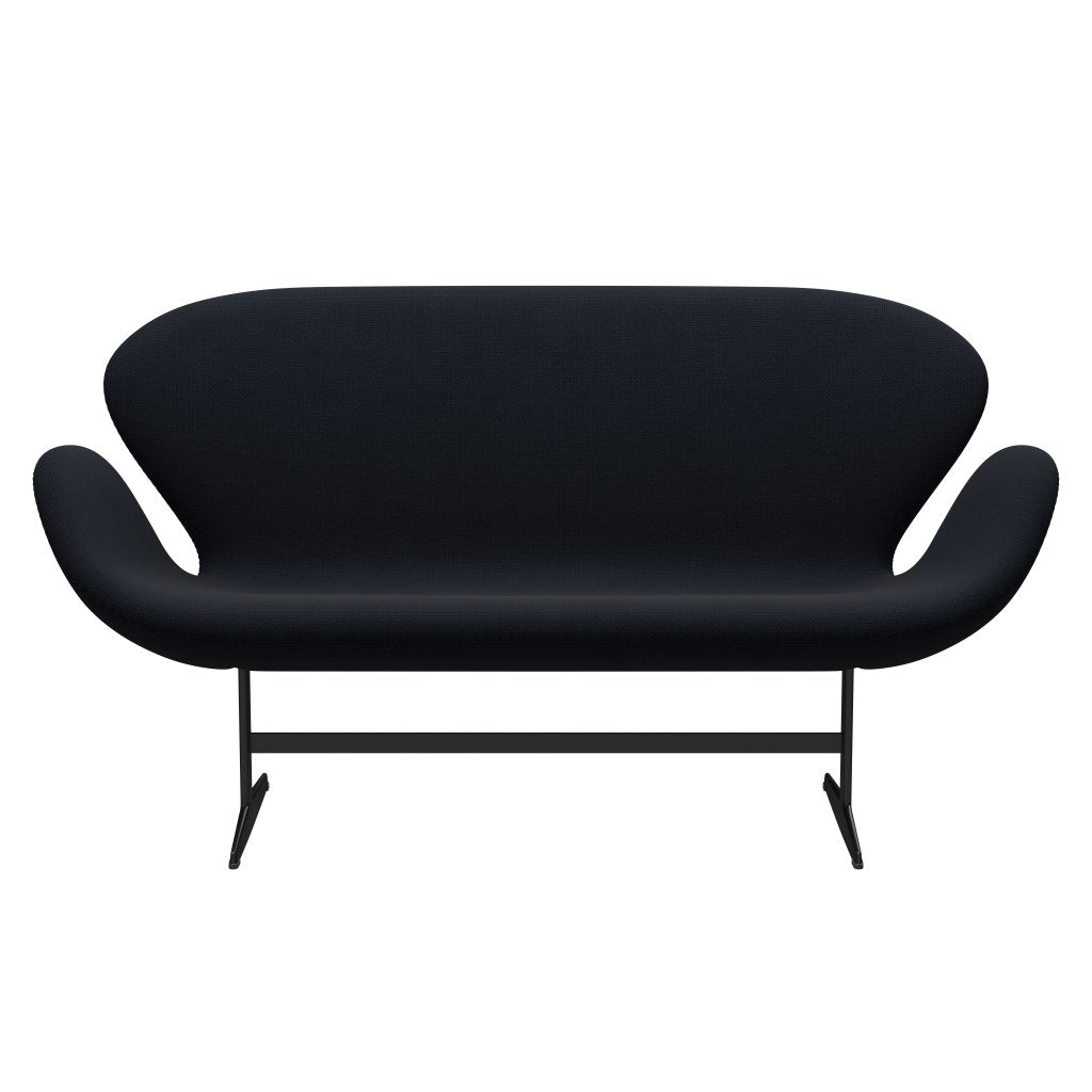 Fritz Hansen Swan canapé 2 places, laquée noire / diablo bleu foncé